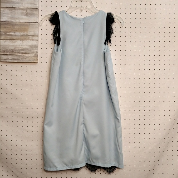 Zara Light Blue Mini Shift Dress sz S - Picture 4 of 8